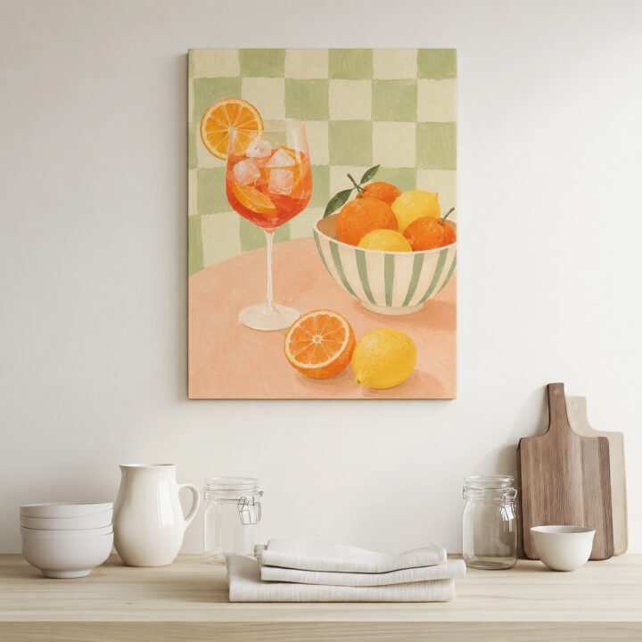 Leinwandbild Zitrusfrüchte und Spritzglas