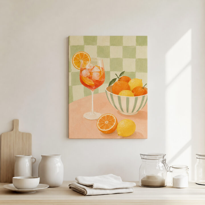 Leinwandbild Zitrusfrüchte und Spritzglas