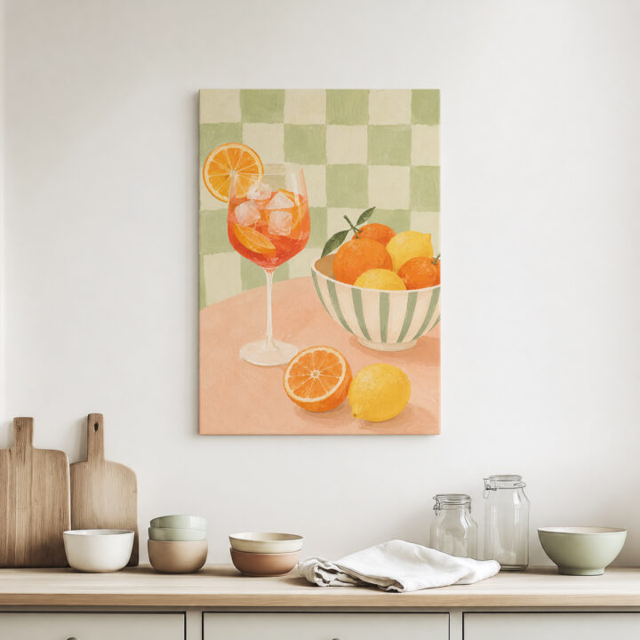 Leinwandbild Zitrusfrüchte und Spritzglas