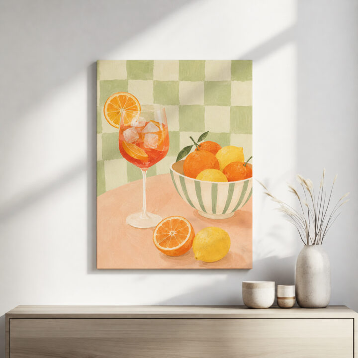 Leinwandbild Zitrusfrüchte und Spritzglas
