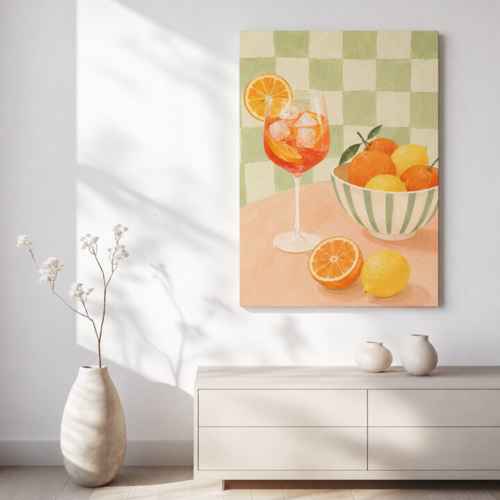 Leinwandbild Zitrusfrüchte und Spritzglas