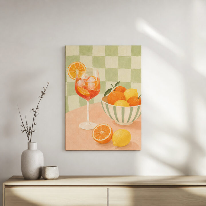 Leinwandbild Zitrusfrüchte und Spritzglas