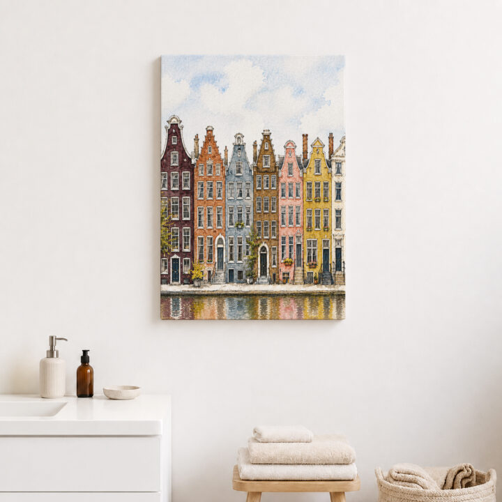 Leinwandbild Amsterdamer Häuser am Kanal