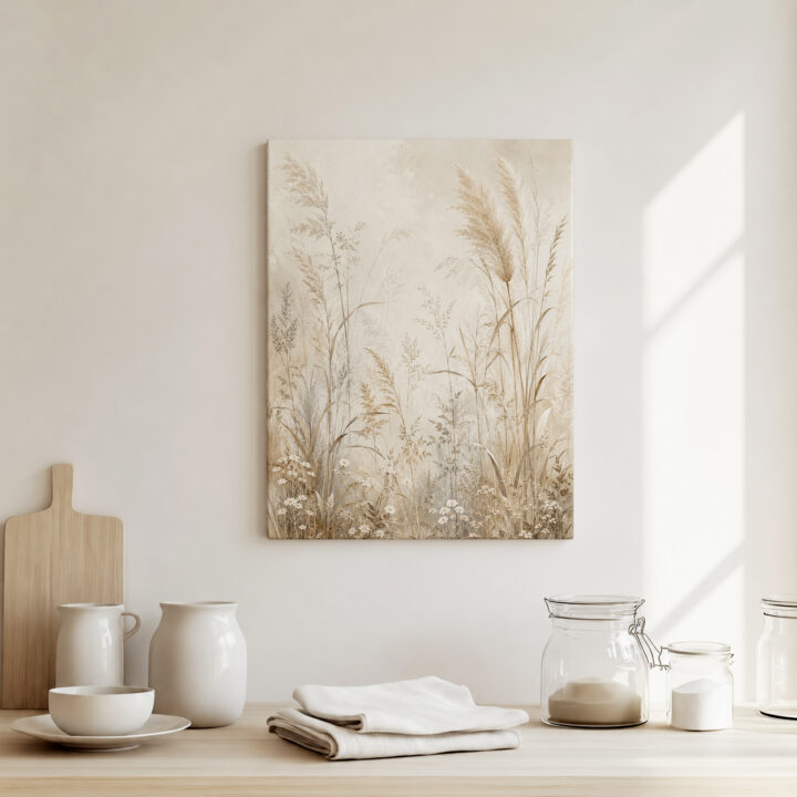 Leinwandbild Wiesengräser und Pampas