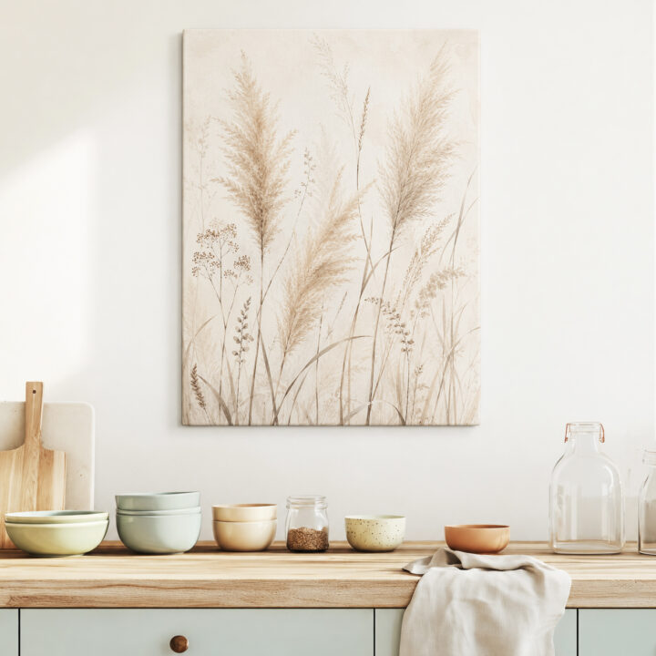 Leinwandbild Pampas und Trockenpflanzen
