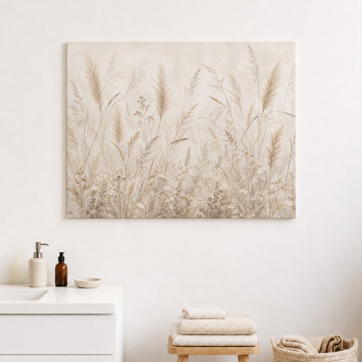 Leinwandbild Gräser in Creme und Greige