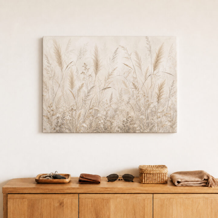 Leinwandbild Gräser in Creme und Greige