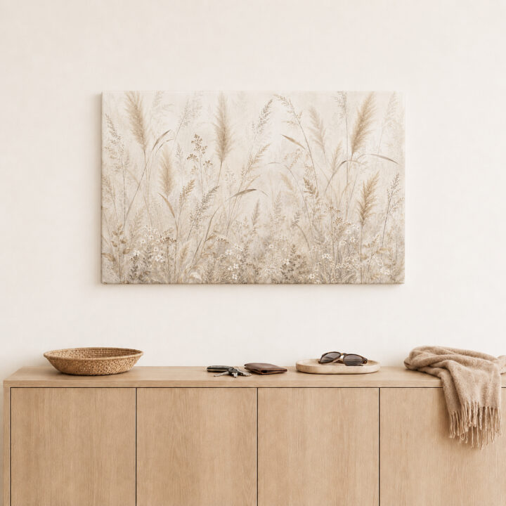 Leinwandbild Gräser in Creme und Greige