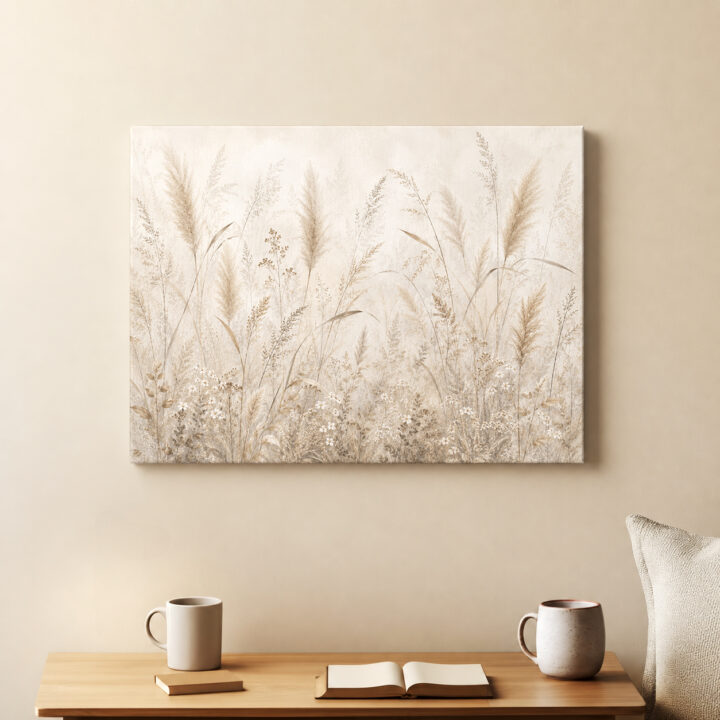 Leinwandbild Gräser in Creme und Greige