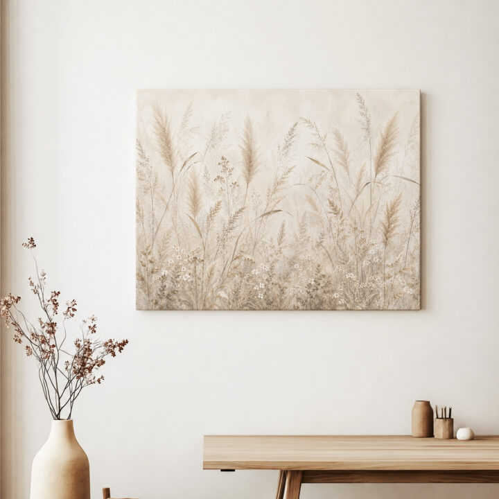 Leinwandbild Gräser in Creme und Greige