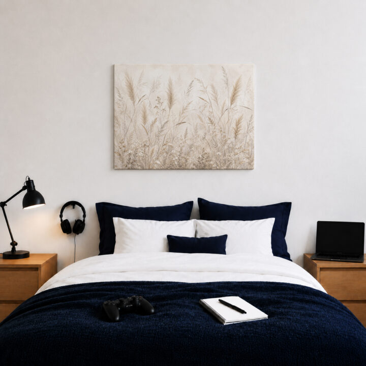 Leinwandbild Gräser in Creme und Greige