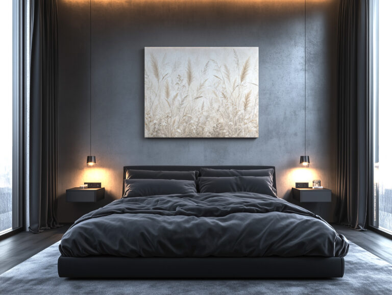 Leinwandbild Gräser in Creme und Greige
