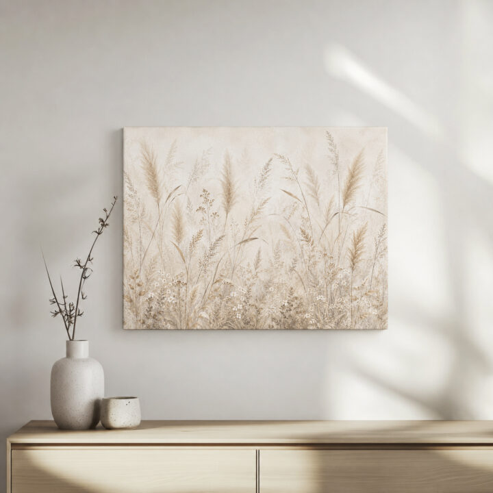 Canvas print Grasses in Cream and Greige