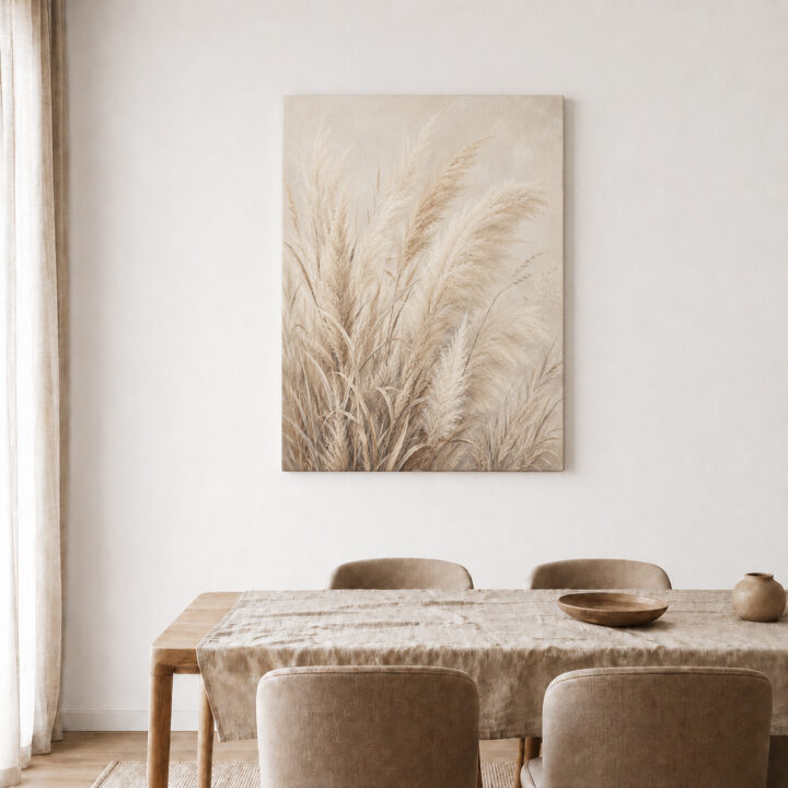 Canvas print Soft Pampas Plumes on Cream