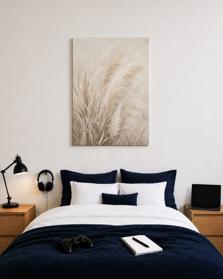 Leinwandbild Weiche Pampaswedel auf Creme
