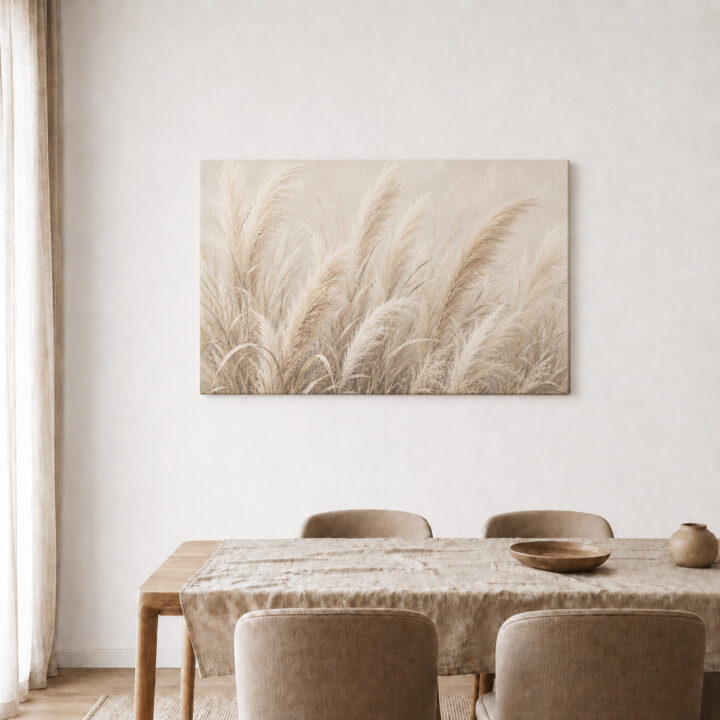 Leinwandbild Pampasgras in Naturtönen
