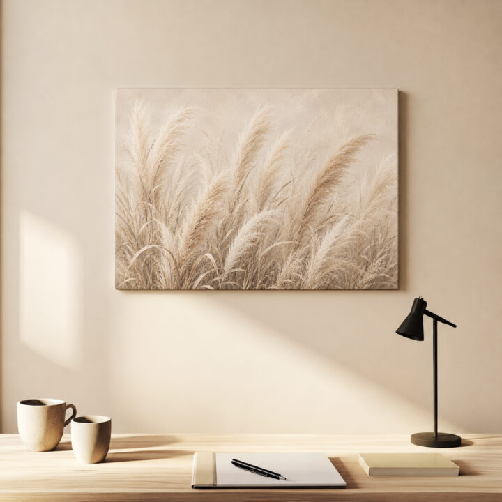 Leinwandbild Pampasgras in Naturtönen