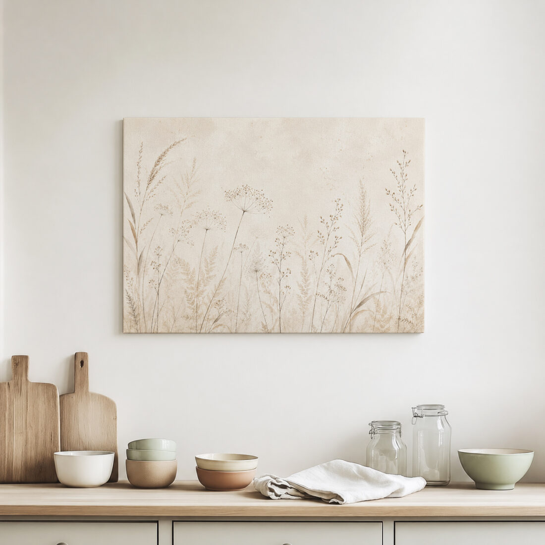 Leinwandbild Wildgräser und Samenstände