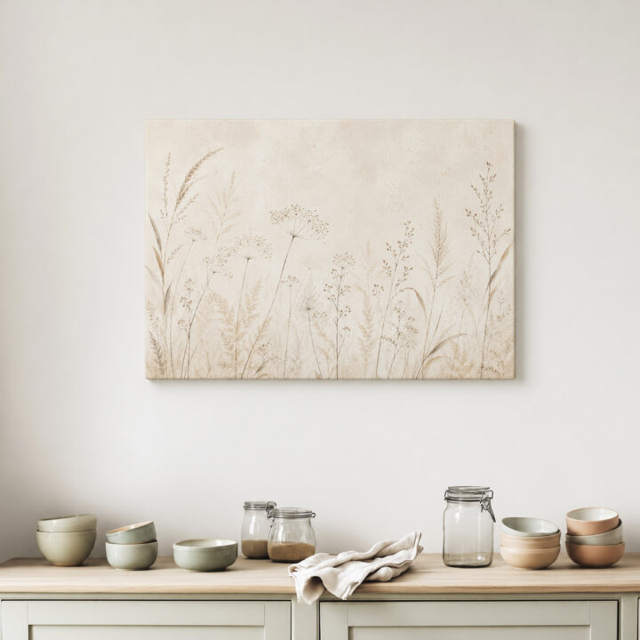 Leinwandbild Wildgräser und Samenstände