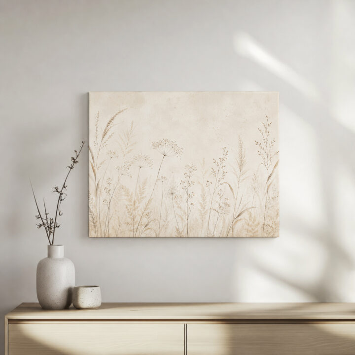 Leinwandbild Wildgräser und Samenstände