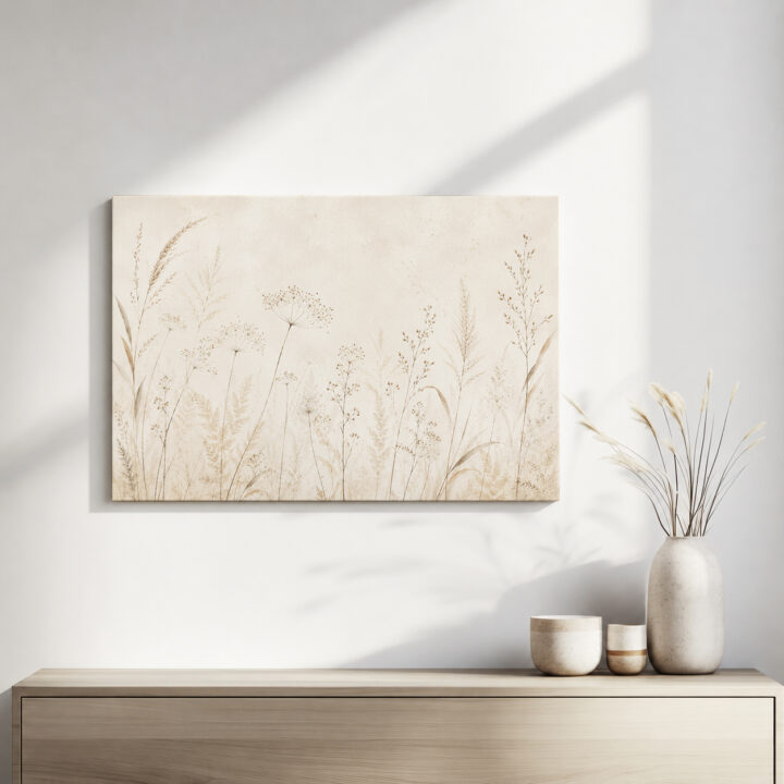 Leinwandbild Wildgräser und Samenstände