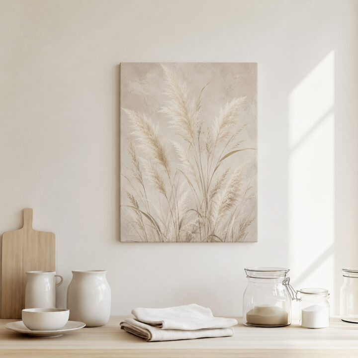 Leinwandbild Pampas auf hellem Strukturgrund