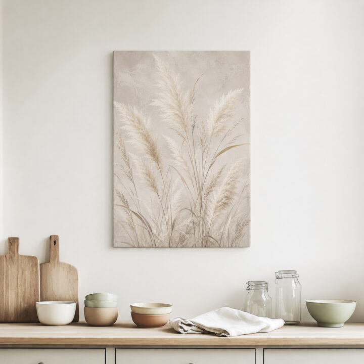 Leinwandbild Pampas auf hellem Strukturgrund