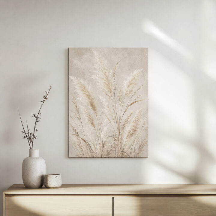 Leinwandbild Pampas auf hellem Strukturgrund