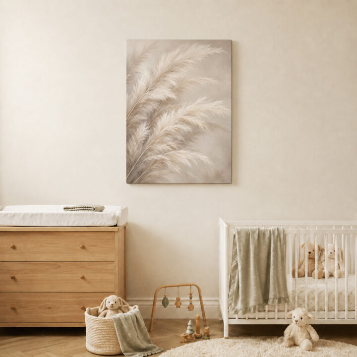 Leinwandbild Große Pampaswedel in Beige