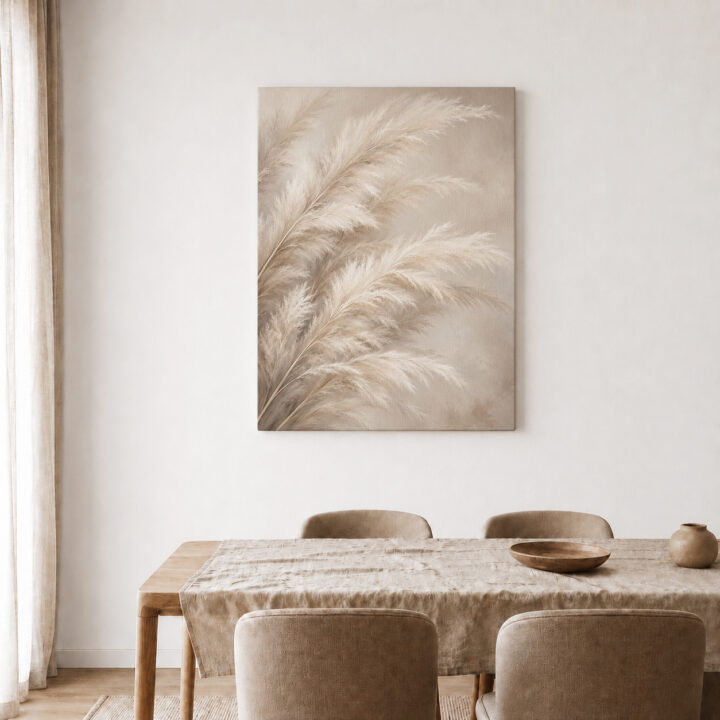 Leinwandbild Große Pampaswedel in Beige