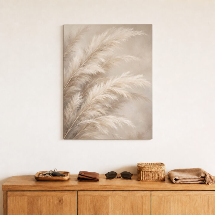 Leinwandbild Große Pampaswedel in Beige