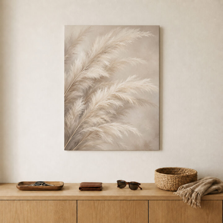 Leinwandbild Große Pampaswedel in Beige
