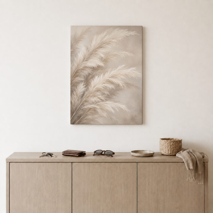 Leinwandbild Große Pampaswedel in Beige