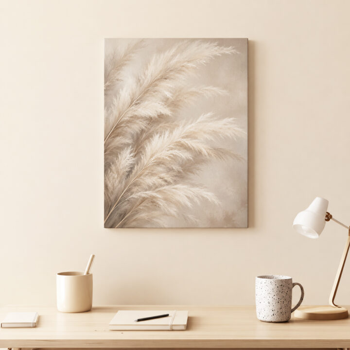 Leinwandbild Große Pampaswedel in Beige