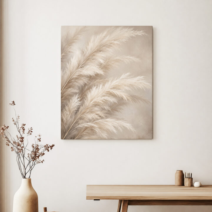 Leinwandbild Große Pampaswedel in Beige