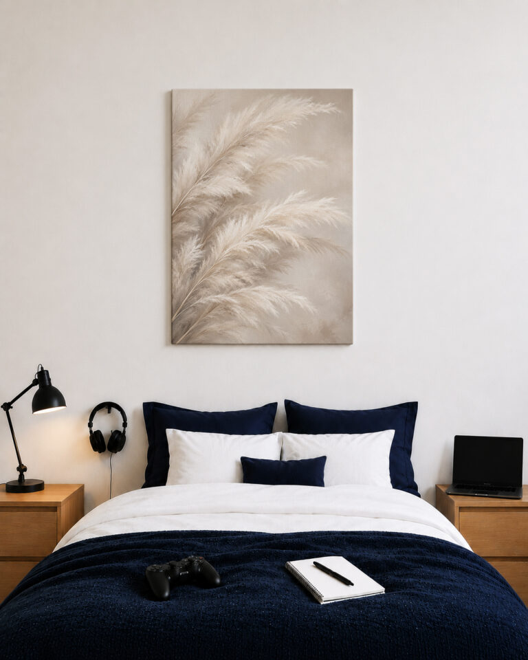 Leinwandbild Große Pampaswedel in Beige