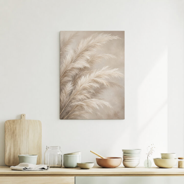 Leinwandbild Große Pampaswedel in Beige