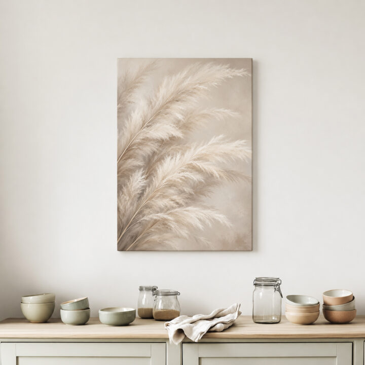 Leinwandbild Große Pampaswedel in Beige
