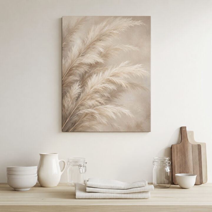 Leinwandbild Große Pampaswedel in Beige