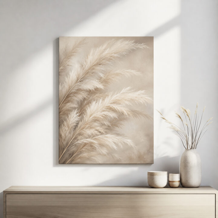 Leinwandbild Große Pampaswedel in Beige