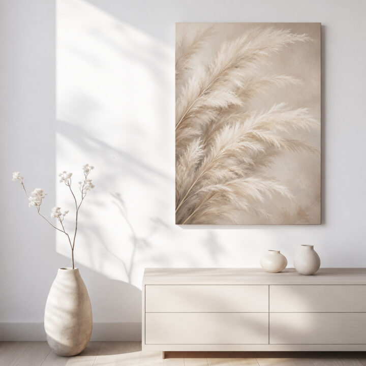 Leinwandbild Große Pampaswedel in Beige