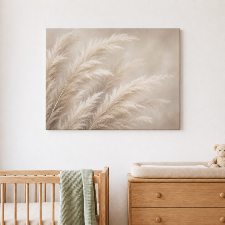 Leinwandbild Pampasgras in Beige und Creme