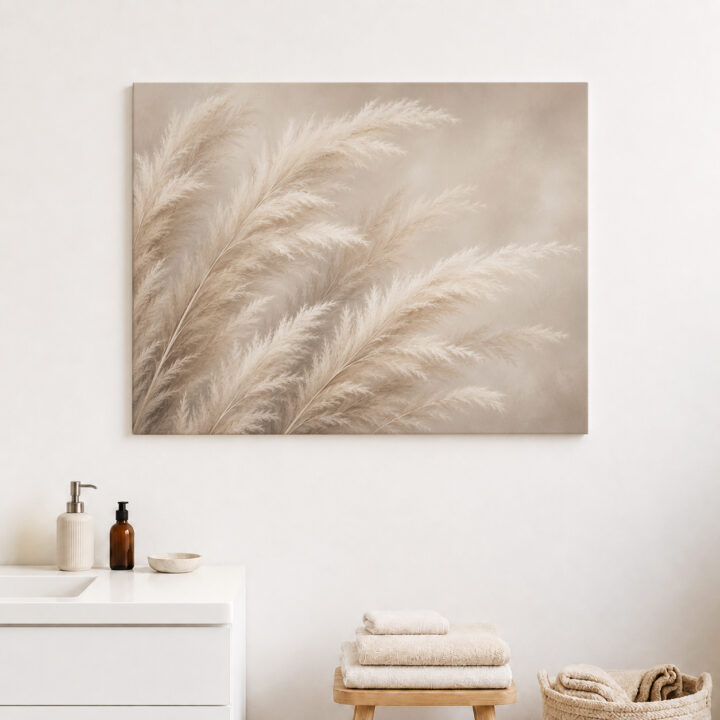 Leinwandbild Pampasgras in Beige und Creme