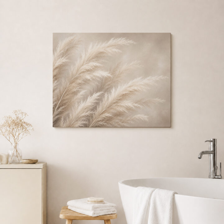 Leinwandbild Pampasgras in Beige und Creme
