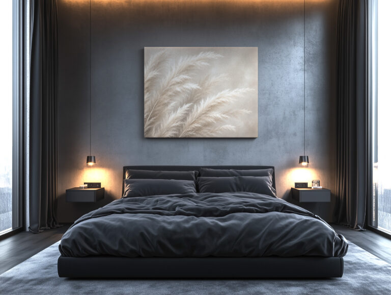 Leinwandbild Pampasgras in Beige und Creme