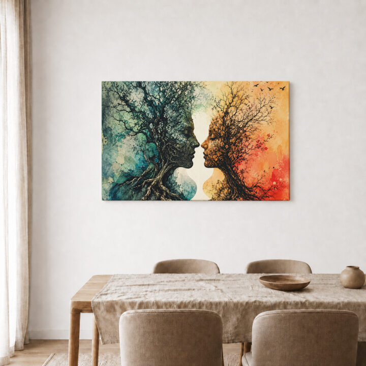 Leinwandbild Gesichter aus Bäumen und Wurzeln