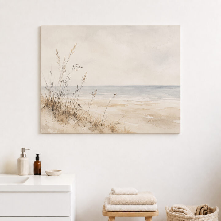 Leinwandbild Ruhiger Strand im Aquarellstil