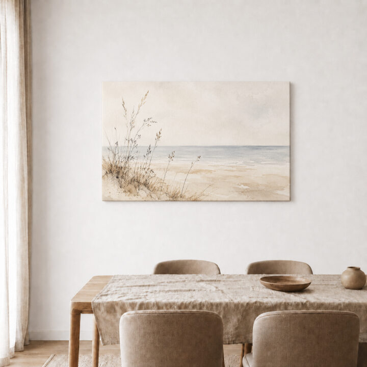 Leinwandbild Ruhiger Strand im Aquarellstil