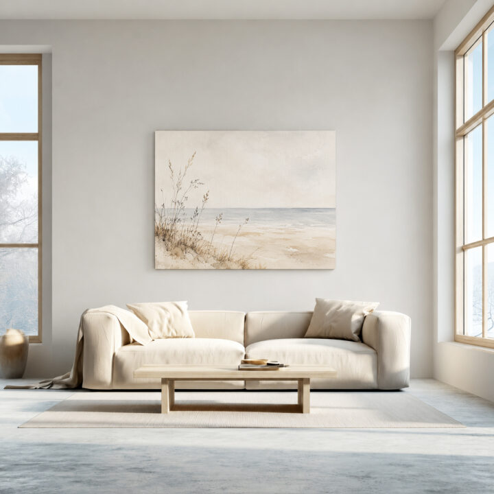Leinwandbild Ruhiger Strand im Aquarellstil