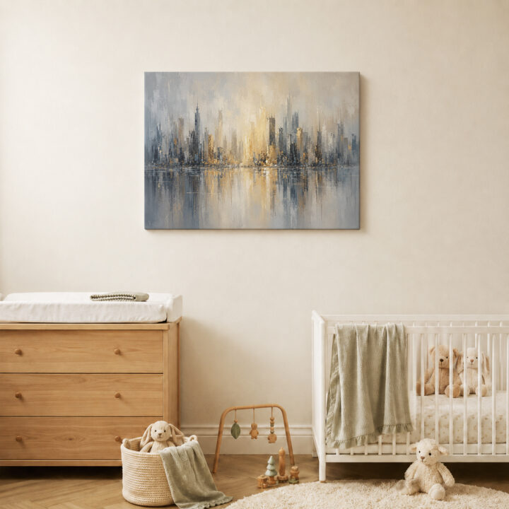 Leinwandbild Skyline mit Wasserspiegelung